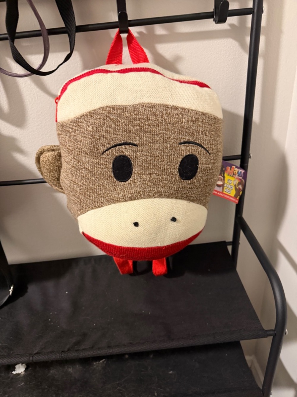 Hot Topic Red Brown Cream Sock Monkey Backpack